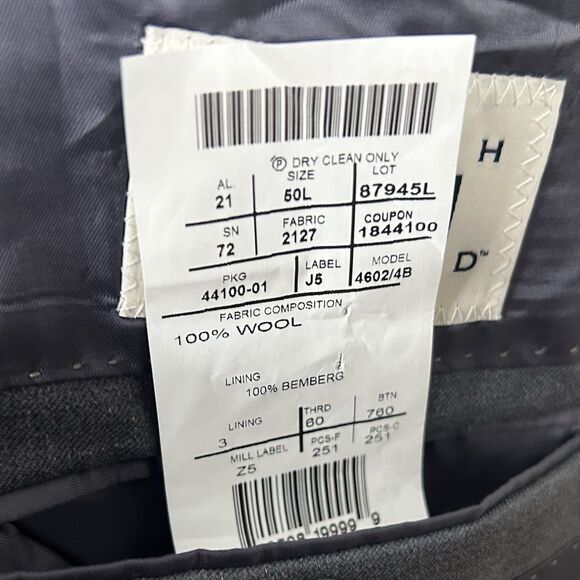 Joseph Abboud 50L Sport Coat Zignone Wool Gray Two Button Lined Double Vented - Picture 4 of 9